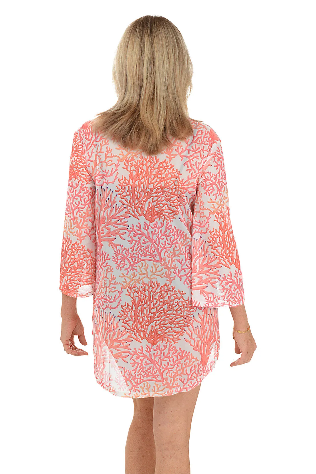 Branch Coral Mesh Tunic Cover-Up