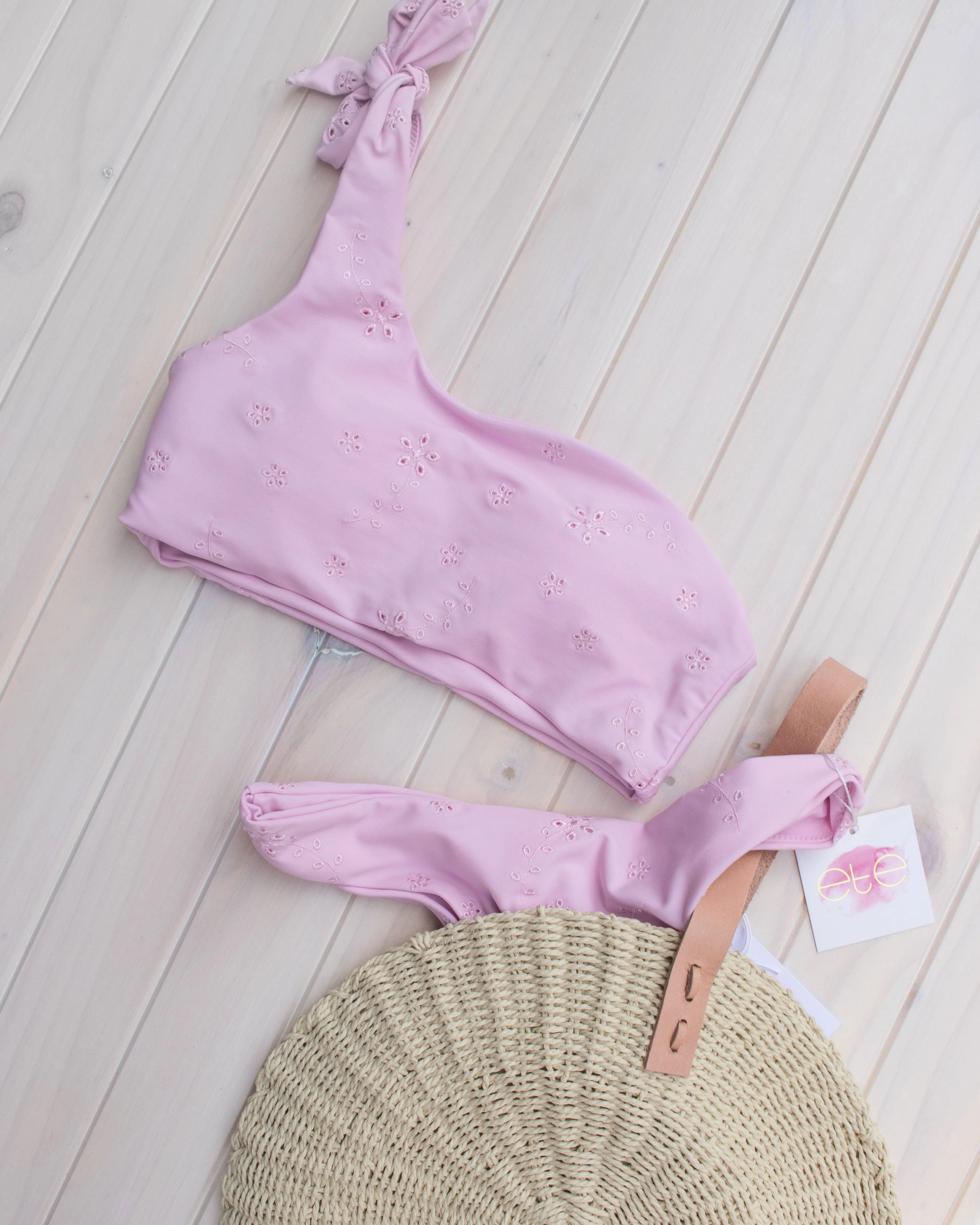 Coco One-Shoulder Top - Blush Embroidery