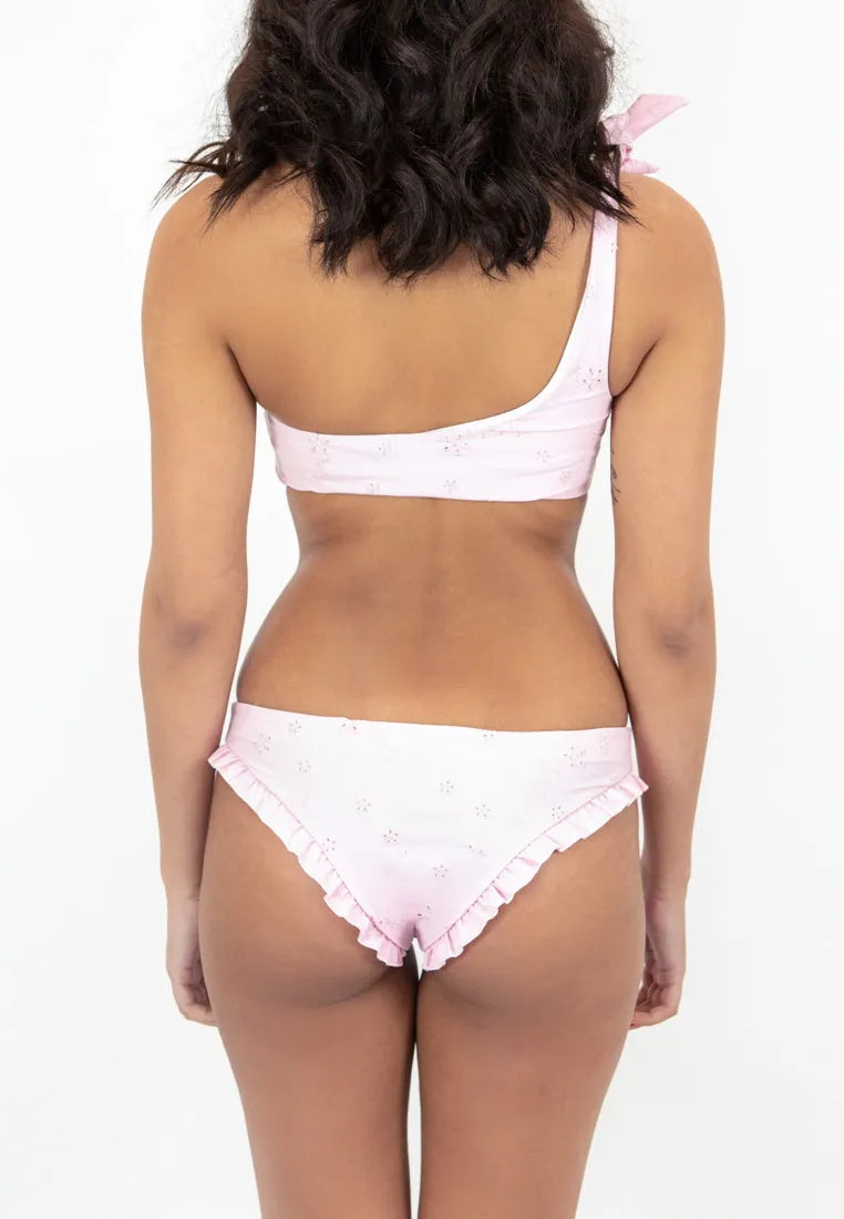 Coco One-Shoulder Top - Blush Embroidery
