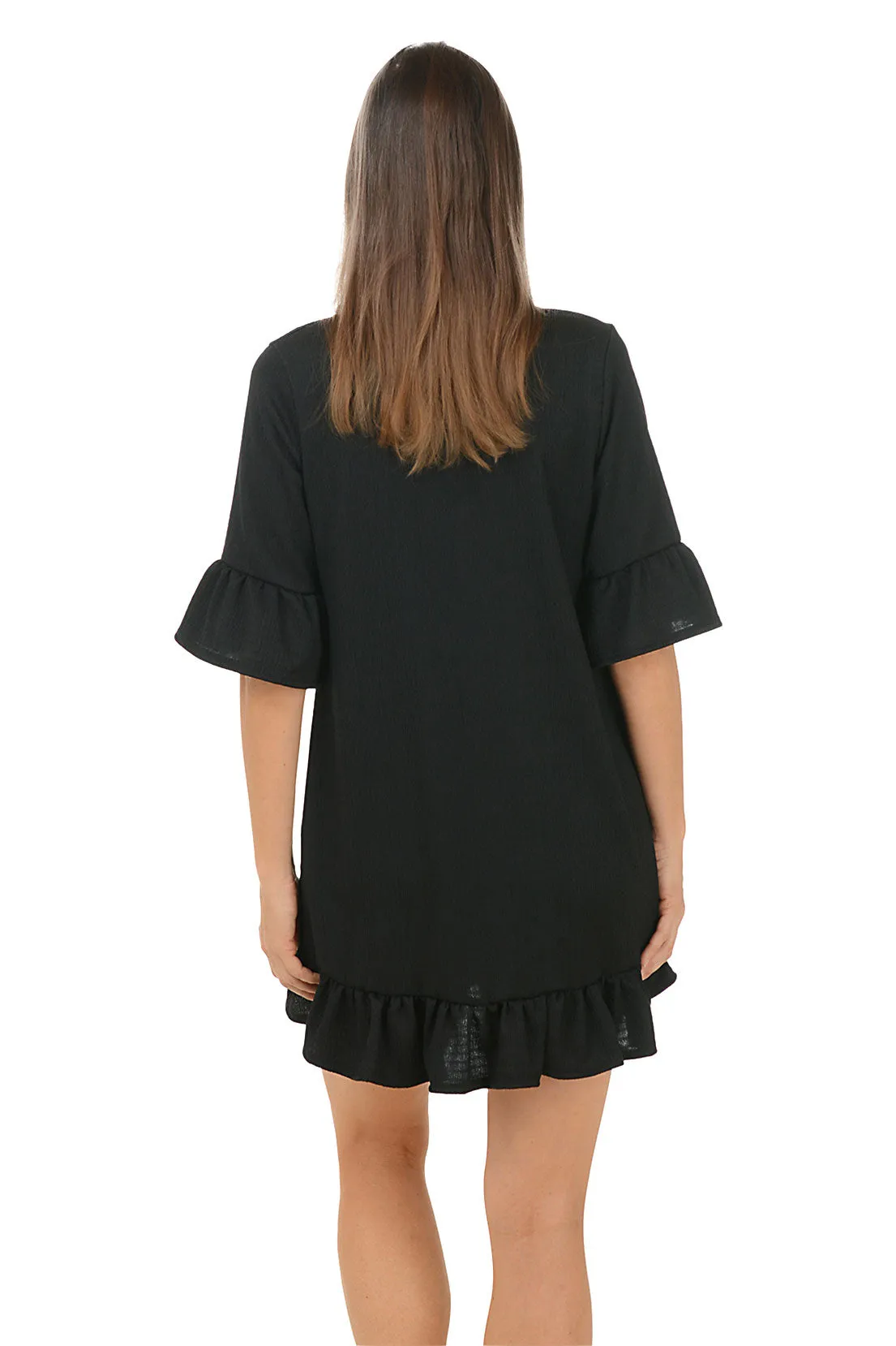 Crinkle Flounce Dress Cover-Up