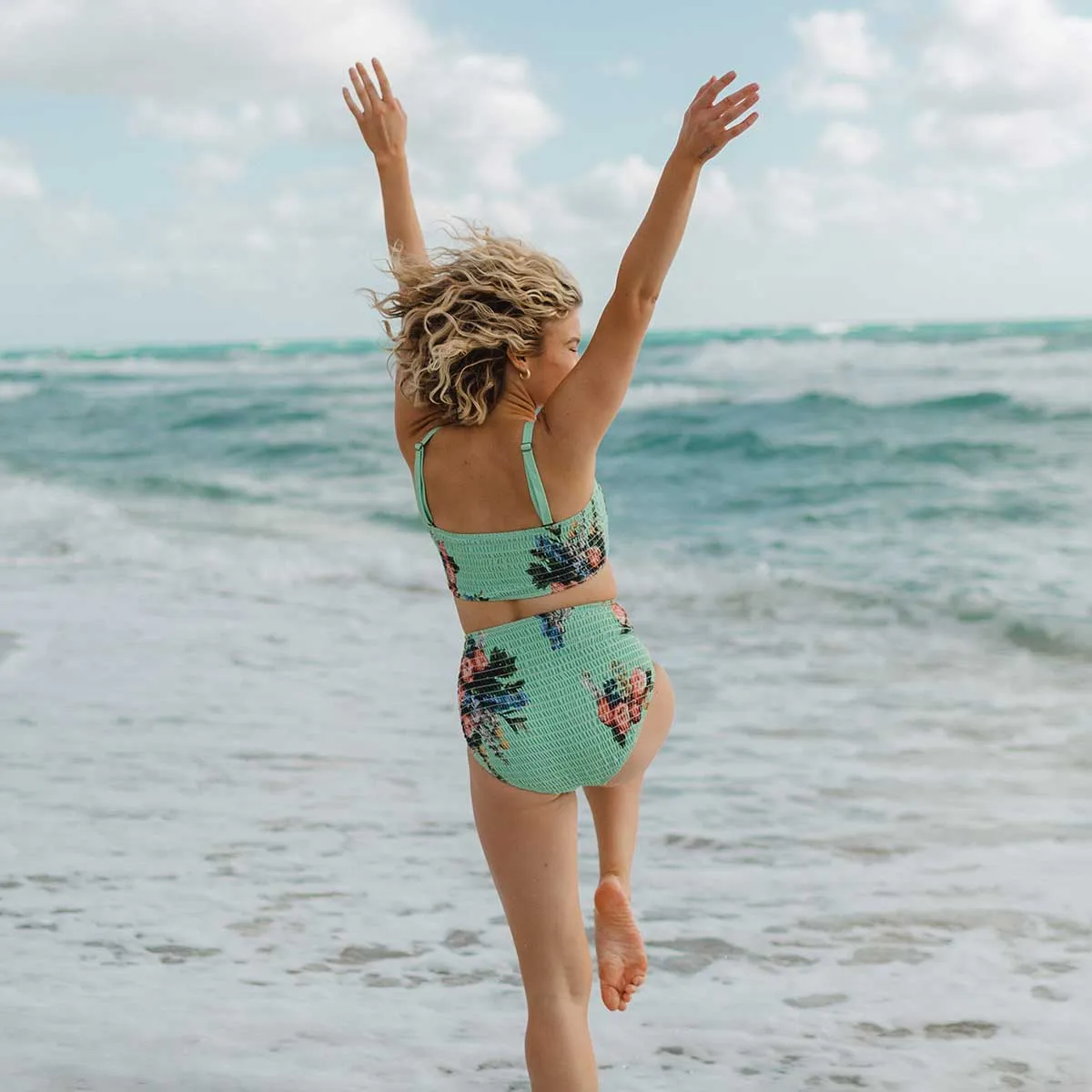 Rose Mint Smocked High-Waisted Bottoms