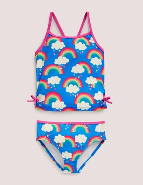 Ruched Tankini Set-Moroccan Blue Rainbows