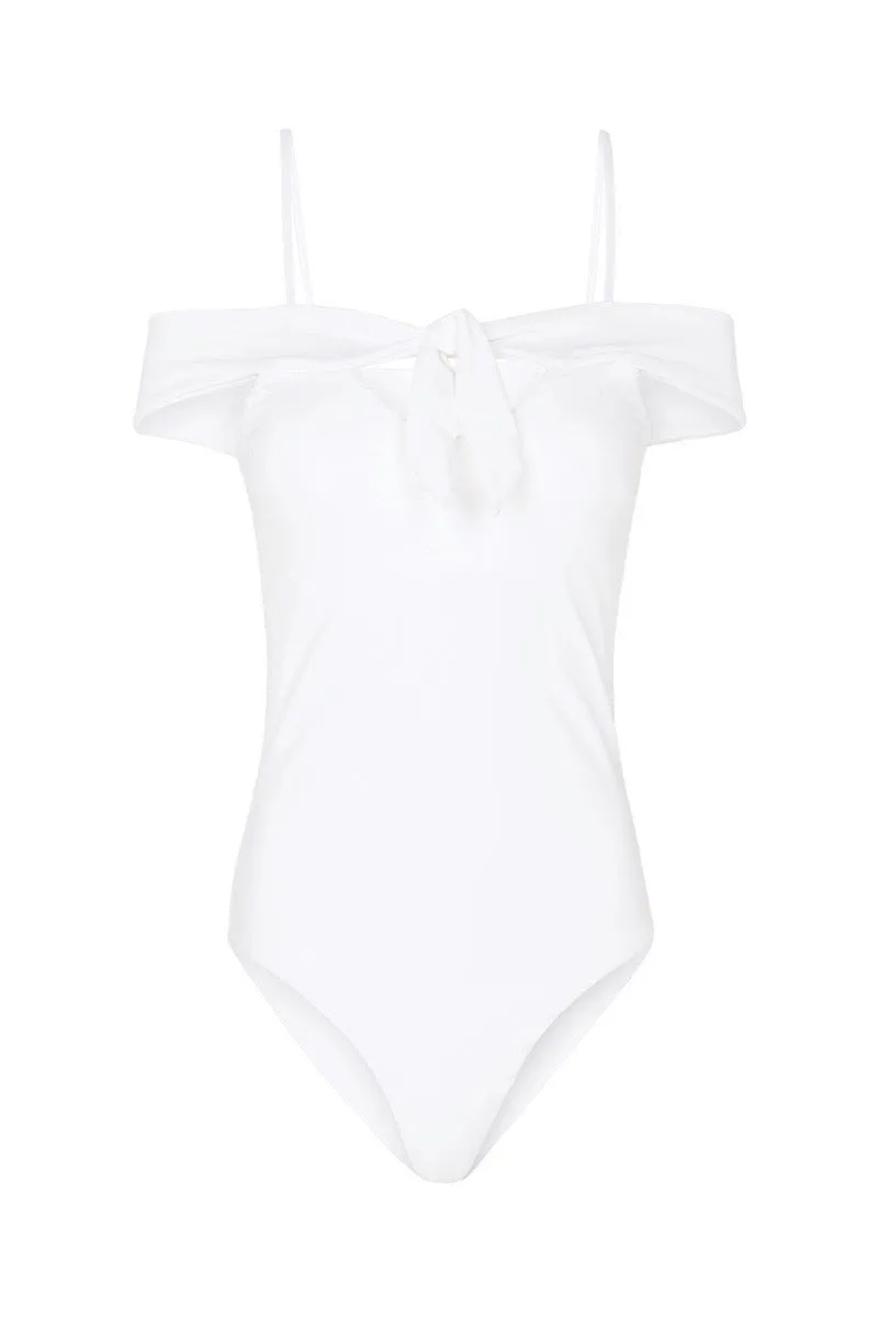 Santorini Off-Shoulder Swimsuit - White