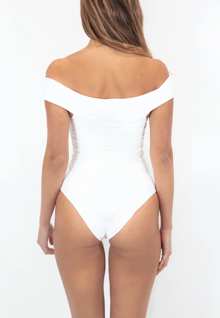 Santorini Off-Shoulder Swimsuit - White
