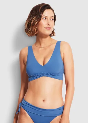 Seafolly V Neck Crop Top - Marina Blue
