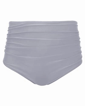 Sexy High Waisted Bikini Bottom Shirred Tankinis Brief-Grey