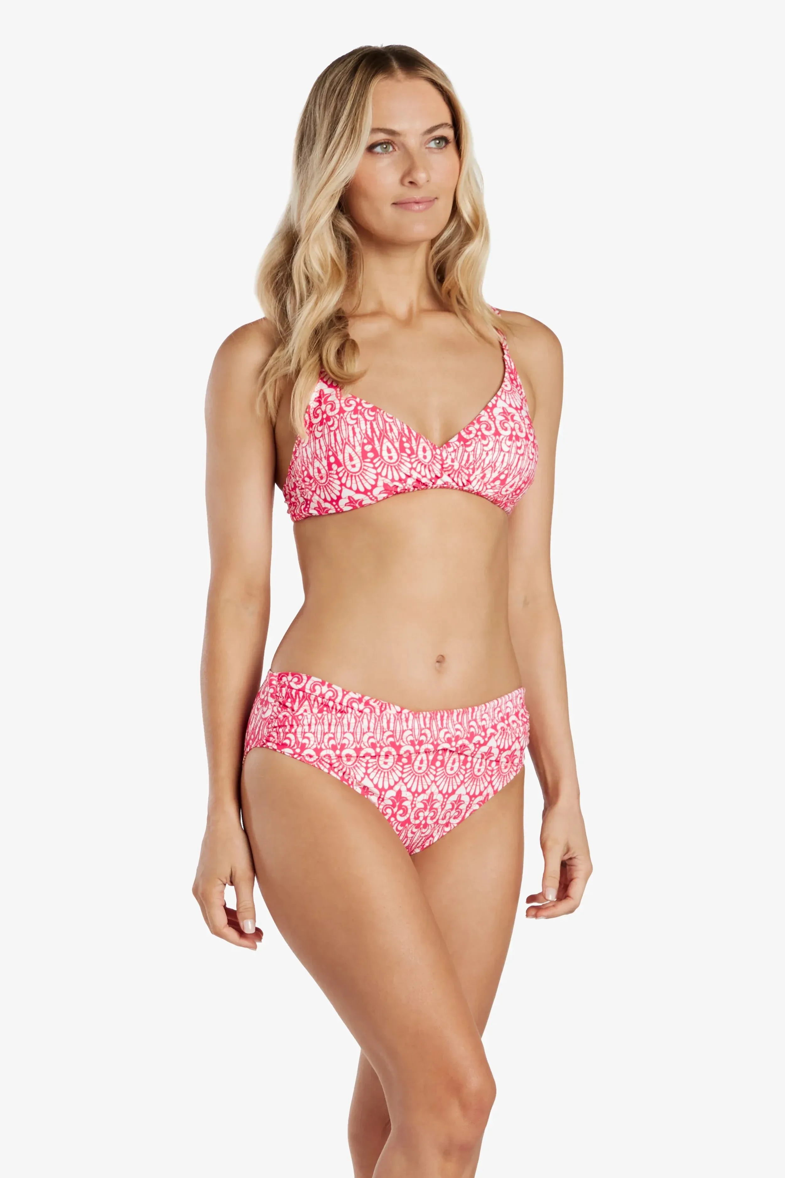 Shirred Crossover Bra  |  Island Batik Pink