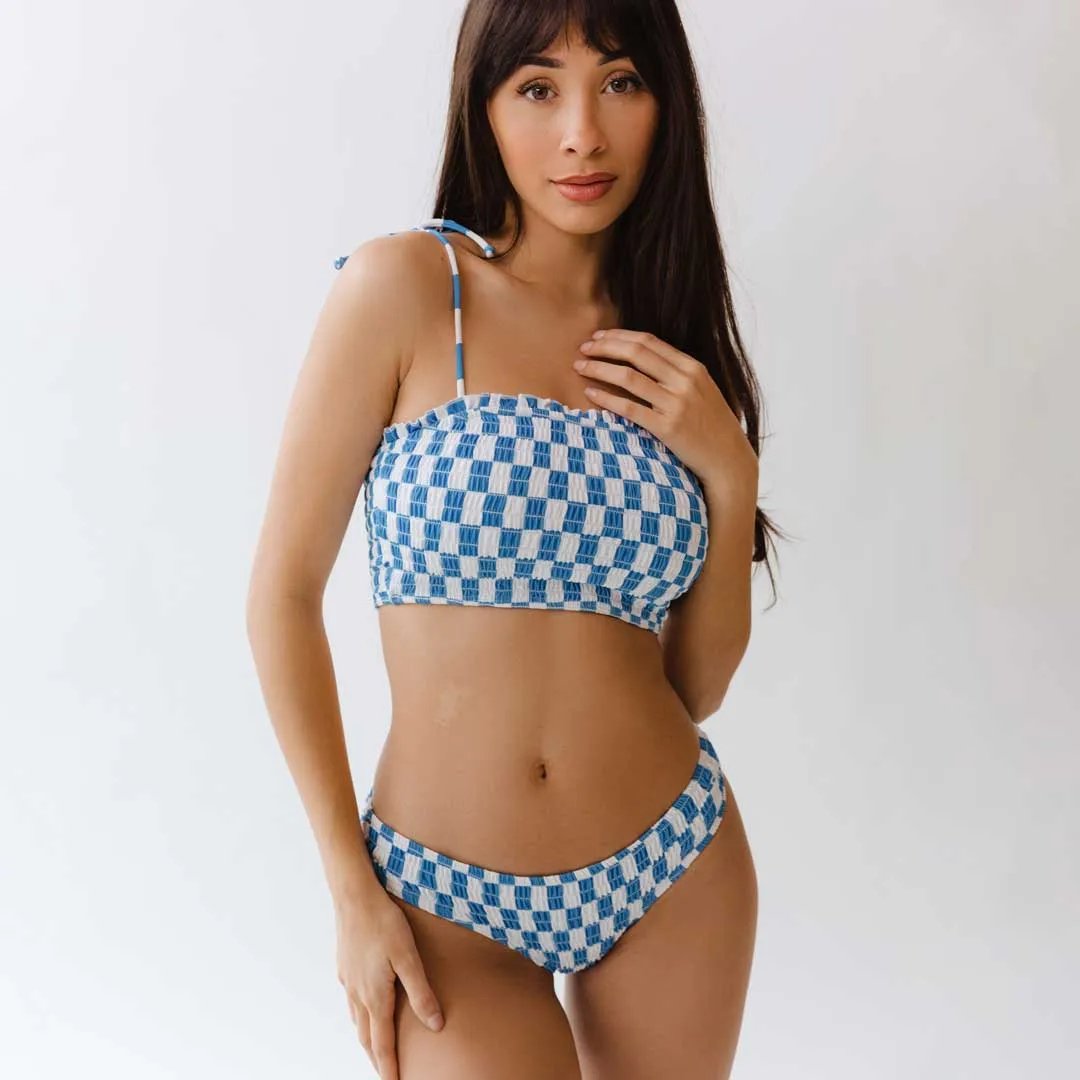 Smocked Swim Crop, Blue Checkers