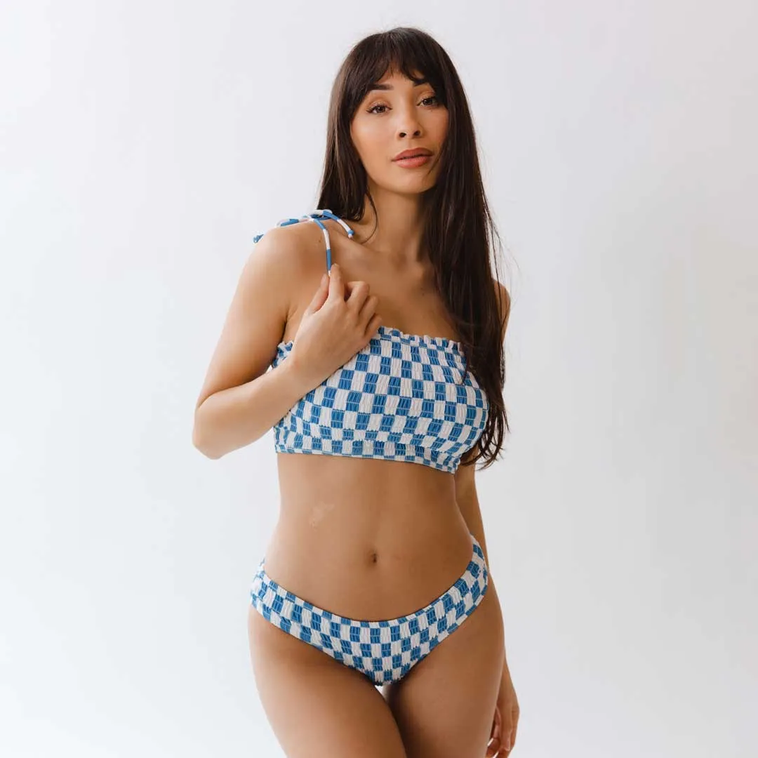 Smocked Swim Crop, Blue Checkers