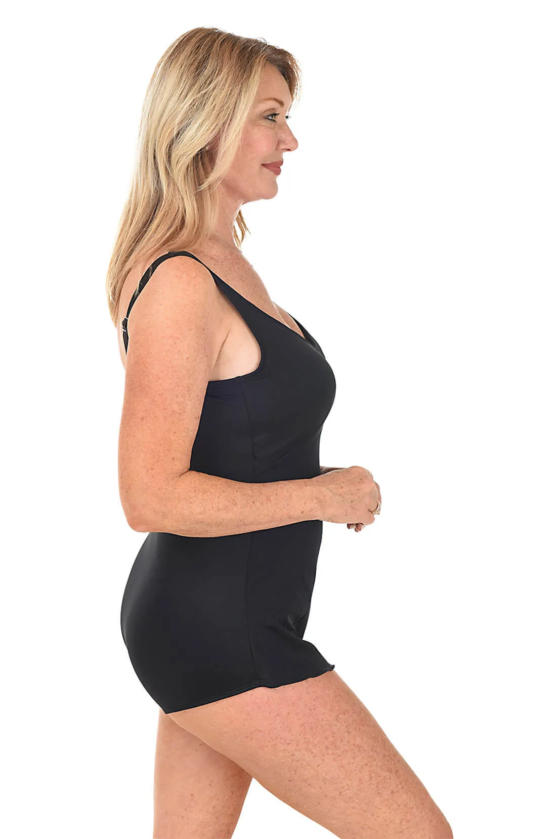 Solid V-Neck Sarong Swimsuit