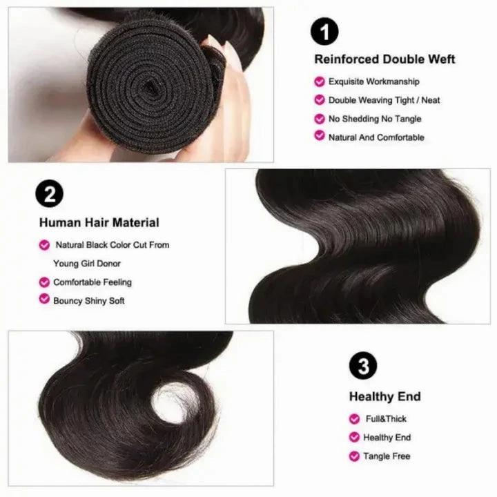 Tuneful 10A Body Wave Human Hair 4 Bundles With 4x4/5x5 Lace Closure 100% Remy Human Hair