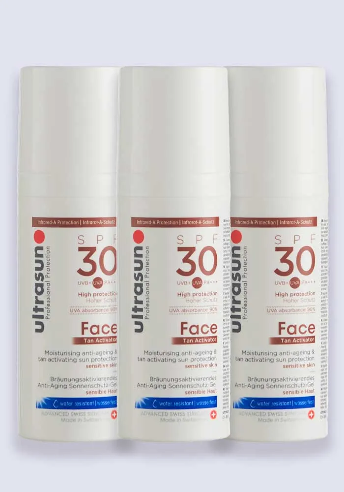 Ultrasun Tan Activator for Face SPF 30 50ml - 3 Pack Saver
